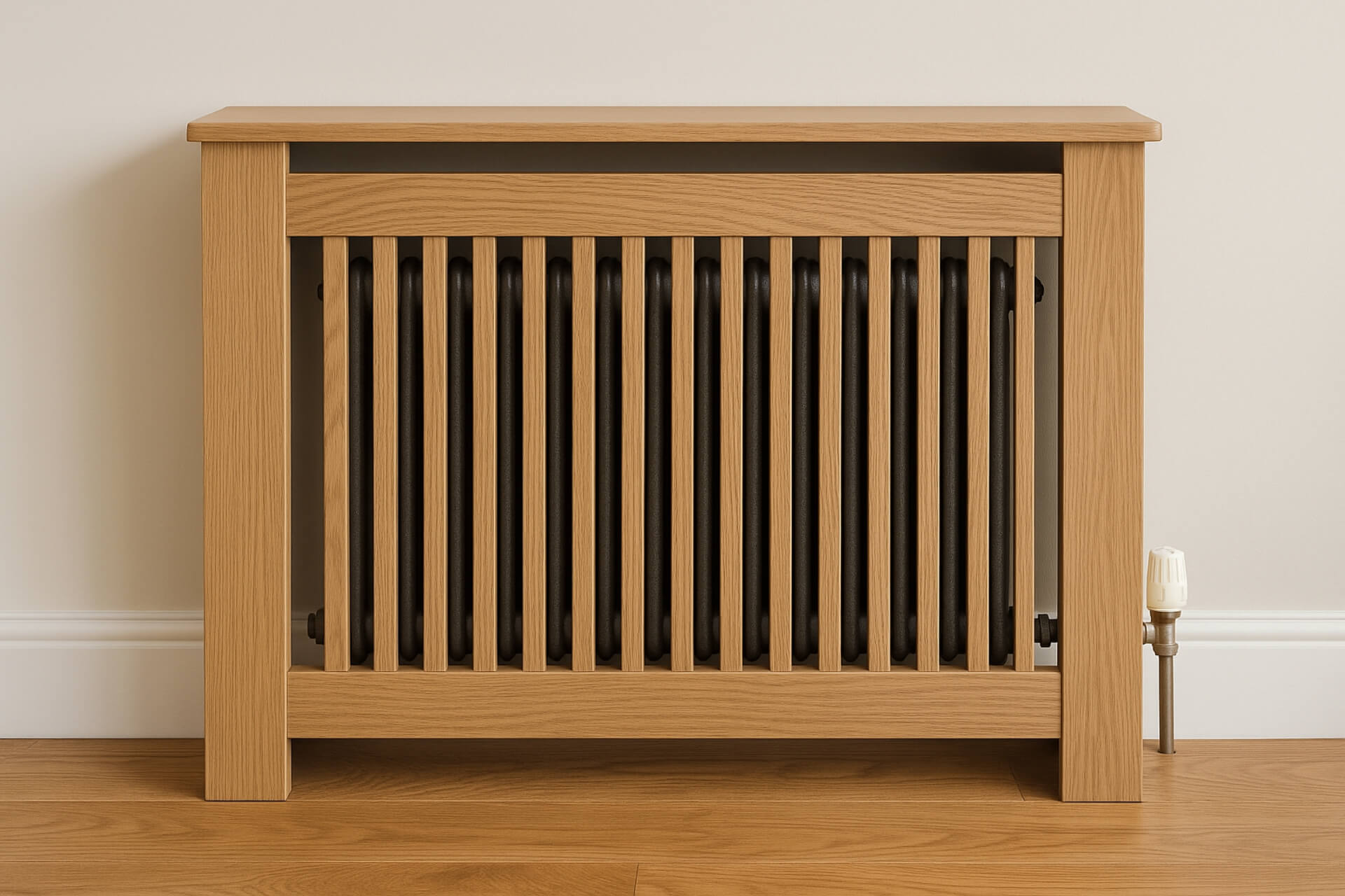 jak zamaskować grzejnik żeliwny z użyciem drewna